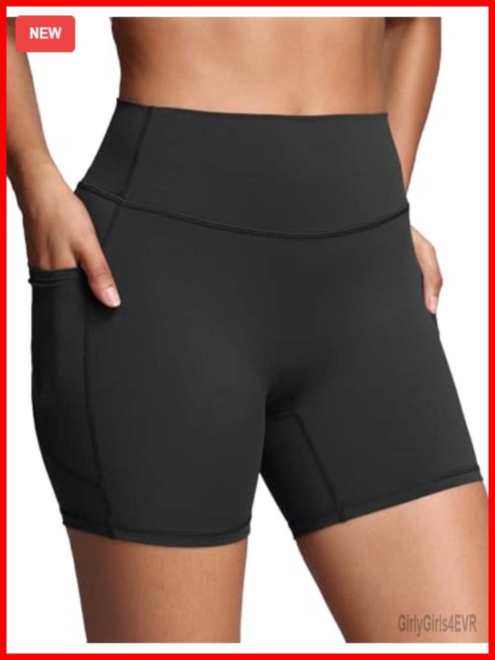 No Front Seam Biker Shorts with Pockets High Waisted Workout Shorts